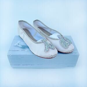 Anniel Italian Wedding Ballet Flats Satin Shoes Blush Pink I Do 40 Glitter 10